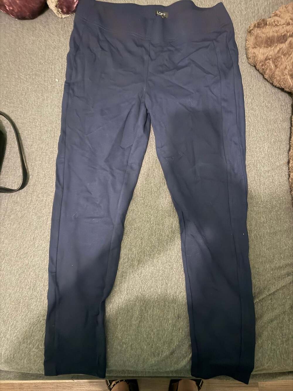 LOFT City Stretch Pants Size L Blue Ankle Pants Pull-On